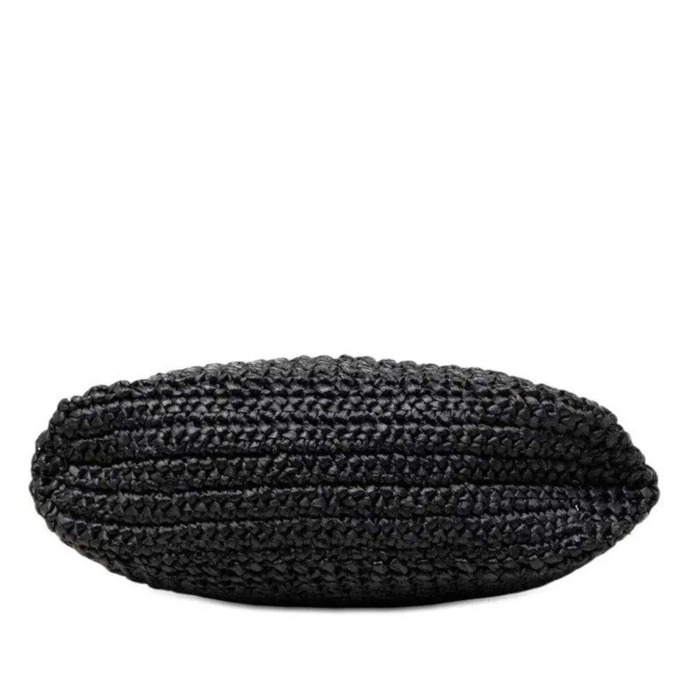 Prada Triangle Logo Plate Crochet Tote